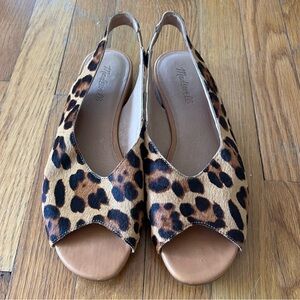 Madewell - Slingback Peeptoe Leopard Calf Hair Slingback Sandals US9